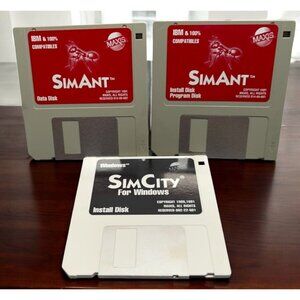 Sim Ant & Sim City Simulator PC Games Floppy Disks Windows Vintage 1991 Maxis